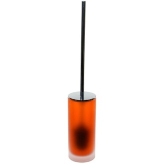 Toilet Brush Toilet Brush Holder, Orange Frosted Glass With Chrome Handle Gedy TI33-67